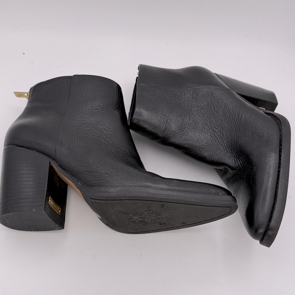 Vince Camuto women Polleat Bootie black leather ankle heeled boots pointed toe 9 - Picture 8 of 11
